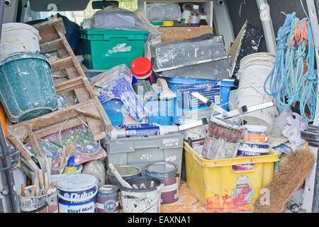 Painter and decorator's van interior Stock Photo