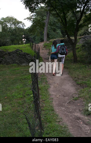 A young couple walking in Central Park, New York. Stock Photo