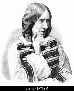 George Eliot or Mary Anne Evans, 1819 - 1880, a British writer, translator and journalist, Historische Zeichnung aus dem 19. Jah Stock Photo