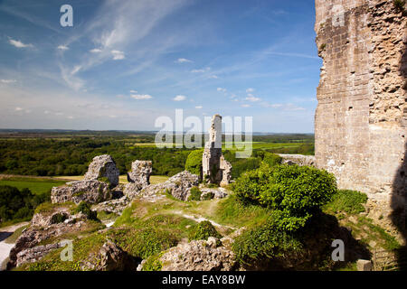 The view from Corfe Castle ruins Dorset England UK Stock Photo