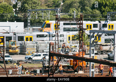 Sydney's central station and railway approach with maintenance works underway Stock Photo