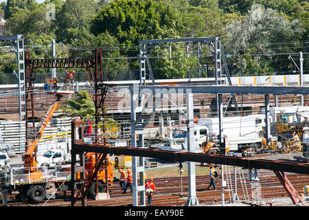 Sydney's central station and railway approach with maintenance works underway Stock Photo