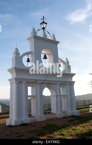 Bell gable tower structure, Peña de Arias Montano,  Alájar, Sierra de Aracena, Huelva province, Spain Stock Photo