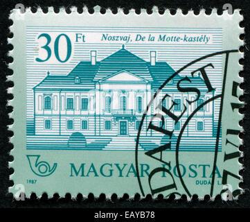 HUNGARY - CIRCA 1987: A stamp printed in Hungary shows De la Motte, Nosvaj, series Castles, circa 1987 Stock Photo