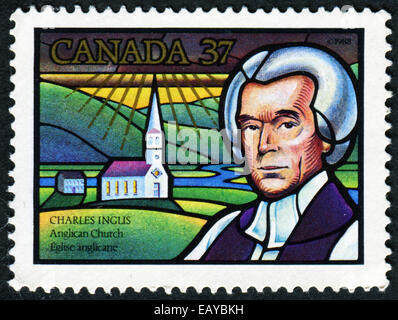 CANADA - CIRCA 1988: A stamp printed in Canada shows charles inglis anglican Church Eglise anglicane, circa 1988 Stock Photo