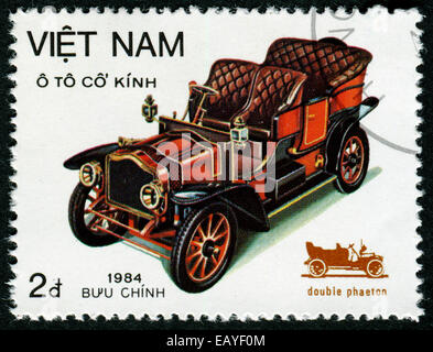 VIETNAM - CIRCA 1984: a stamp printed in Vietnam shows Double Phaeton, Vintage Automobile, circa 1984 Stock Photo