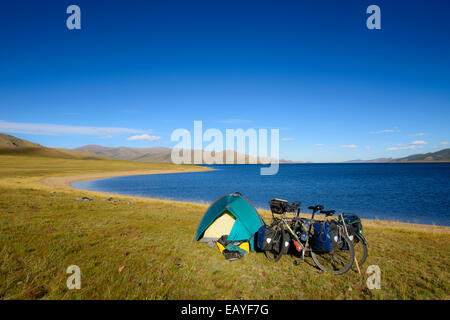Camping at ake Terkhiin Tsagaan, Mongolia Stock Photo