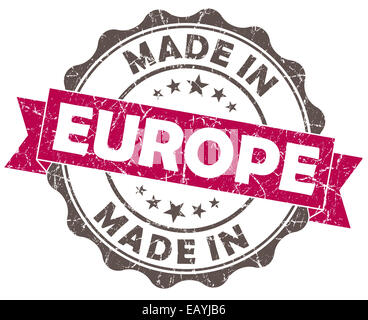 made in europe pink grunge seal isolated on white background Stock Photo