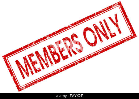 Members only red square grungy stamp isolated on white background Stock Photo