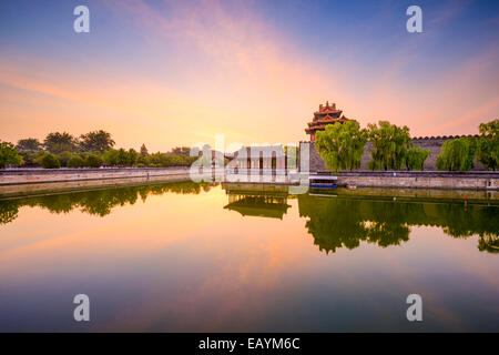 Beijing, China forbidden city outer moat at dawn. Stock Photo