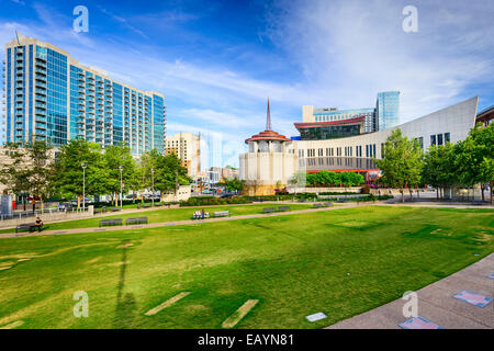 Country Music Hall of Fame viewed from Music City Walk of Fame Park. Stock Photo