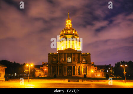 The Army Museum in Paris, France at night Stock Photo