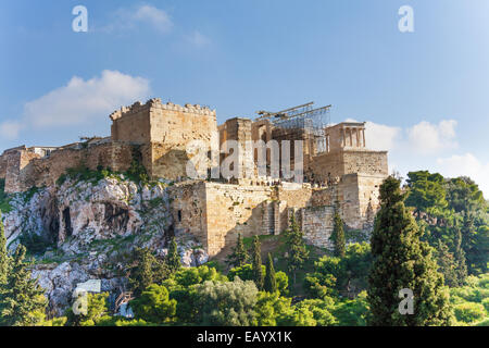 Acropolis of Athens, view from Areopagus in summer Stock Photo