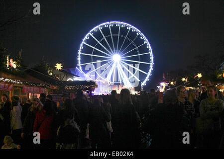 London UK -  22 November 2014.  Londoners turned in droves to the annual winter wonderland amusements park on its first weekend. The family friendly park at Hyde Park opened on 21 December and runs untill 4 January 2015. Photo: David Mbiyu/ Alamy Live News Stock Photo