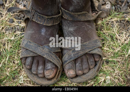 Dirty feet of an ethiopian teenager, Ethiopia Stock Photo