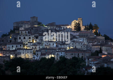 Night view of the medieval town of Altomonte, Calabria, Italy. Stock Photo