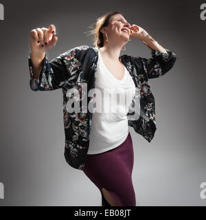 plus-size model fashion shot in studio Stock Photo