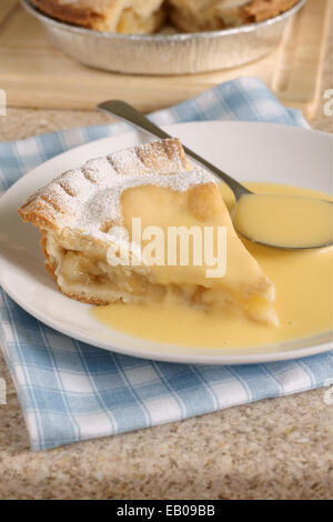 Apple pie and custard Stock Photo