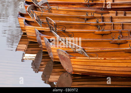 Rowing boats moored on the river Stour Stock Photo