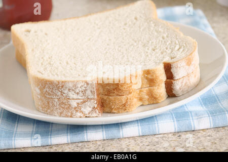 Plain sliced white bread with no butter Stock Photo