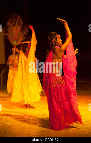 Traditional Sega dancing performed by dancers, Mauritius Stock Photo