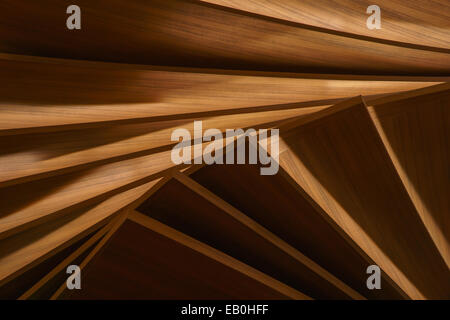 layered artificial wood panels with light Stock Photo