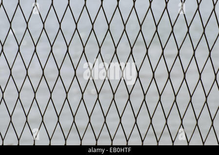 closeup of wire mesh pattern on a background of river Stock Photo