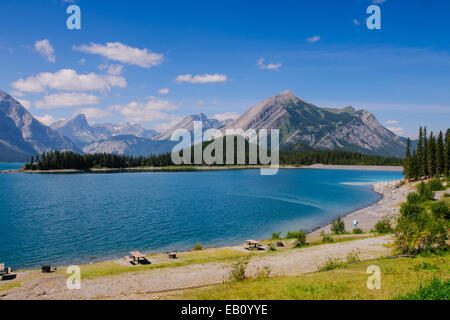 Scenic summer mountain landscapes of Upper Kananaskis Lake, Peter Lougheed Provincial Park Kananaskis Country Alberta Canada Stock Photo