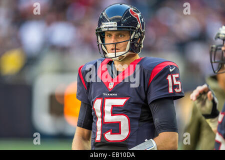 Houston, Texas, USA. 23rd Nov, 2014. Houston Texans quarterback Ryan Mallett (15) looks on during the 2nd half of an NFL game between the Houston Texans and the Cincinnati Bengals at NRG Stadium in Houston, TX on November 23rd, 2014. The Bengals won the game 22-13. Credit:  Trask Smith/ZUMA Wire/Alamy Live News Stock Photo