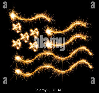 Flag of USA made of sparkles on black background Stock Photo