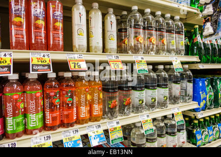 Daytona Beach Florida,Winn grocery store,supermarket,interior inside,product products display sale,shelf shelves shelving,bottles,bottled water,sports Stock Photo