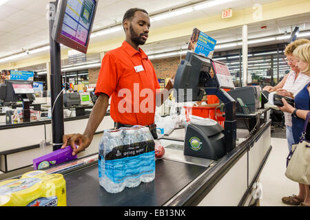 Daytona Beach Florida,Winn grocery store,supermarket,interior inside,sale,checkout line queue,Black Blacks African Africans ethnic minority,adult adul Stock Photo