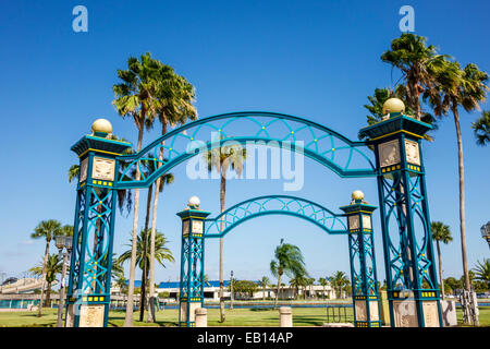 Daytona Beach Florida,Broadway Bridge,Halifax River water,River waterfront Park,visitors travel traveling tour tourist tourism landmark landmarks cult Stock Photo