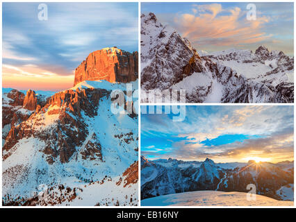 Alpes - european skiing resort postcard of 3 images Stock Photo