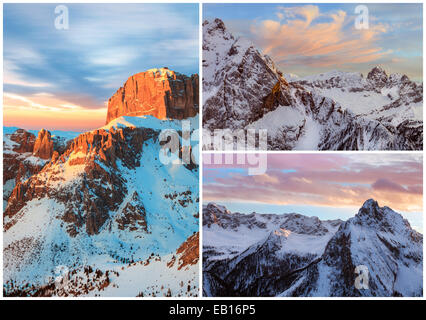 Alpes - european skiing resort postcard of 3 images Stock Photo