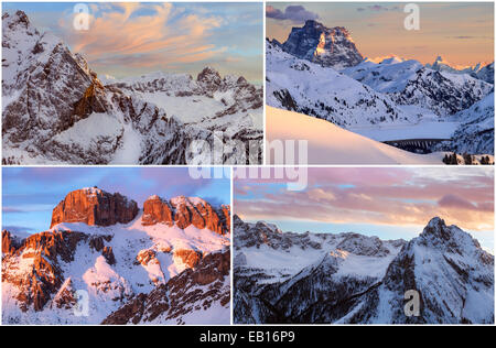 Alpes - european skiing resort postcard of 4 images Stock Photo