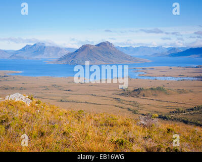 Mt Solitary in Lake Pedder, southwest Tasmania, Australia. Stock Photo