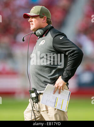 San Francisco, USA. 23rd Nov, 2014. Washington Redskins head coach Jay Gruden during the NFL football game between the Washington Redskins and the San Francisco 49ers at Levi's Stadium in San Francisco, CA. The 49ers defeated the Redskins 17-13. Credit: Damon Tarver/Cal Sport Media/Alamy Live News Stock Photo