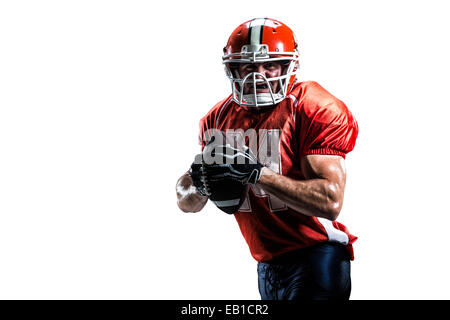 American football player in action white on isolated Stock Photo