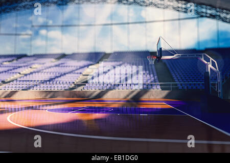 3d basketball city arena render in lights Stock Photo