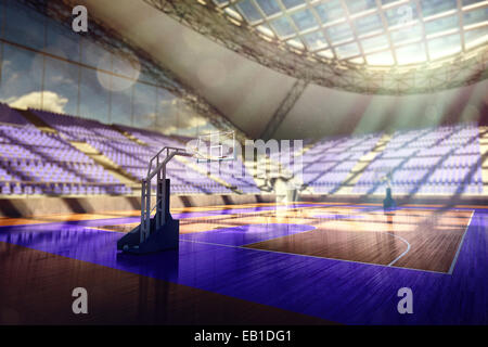 3d basketball city arena render in lights Stock Photo