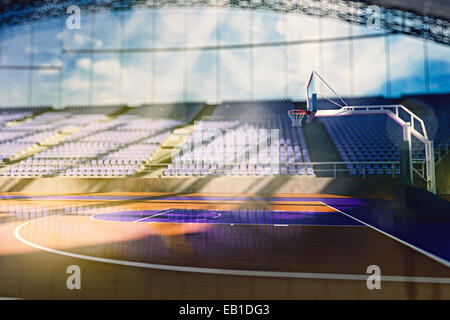 3d basketball city arena render in lights Stock Photo