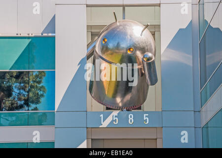 Large-sized Android icon at the top of a Google's Corporate headquarters Stock Photo