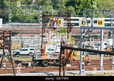 Sydney's central station and railway approach with extensive rail maintenance activities underway,new south wales australia Stock Photo