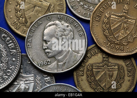 Coins of Cuba. Cuban national hero Jose Marti depicted in the Cuban peso coin. Stock Photo