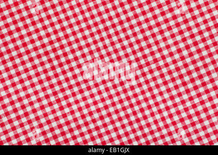 Red and white checkered picnic tablecloth background, texture Stock Photo