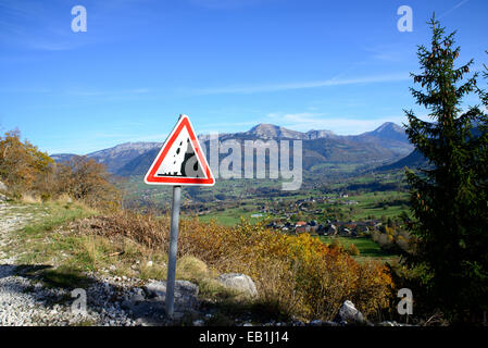 falling rocks on a mountain path Stock Photo