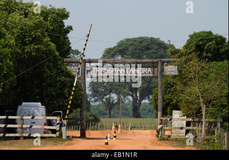 Entrance to Transpantaneira highway, Mato Grosso, Brazil Stock Photo