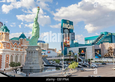 A view of hotels in on the Las Vegas Strip. Stock Photo