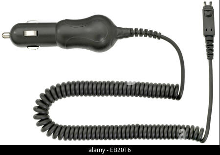 cell phone car charger photographed on a white background Stock Photo